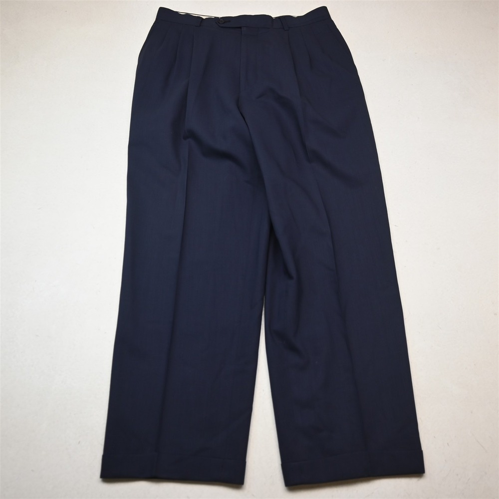 Vtg Italy Vito Rufolo 29x29 Navy Blue Wool High Waist Pleated Baggy Dress Pants